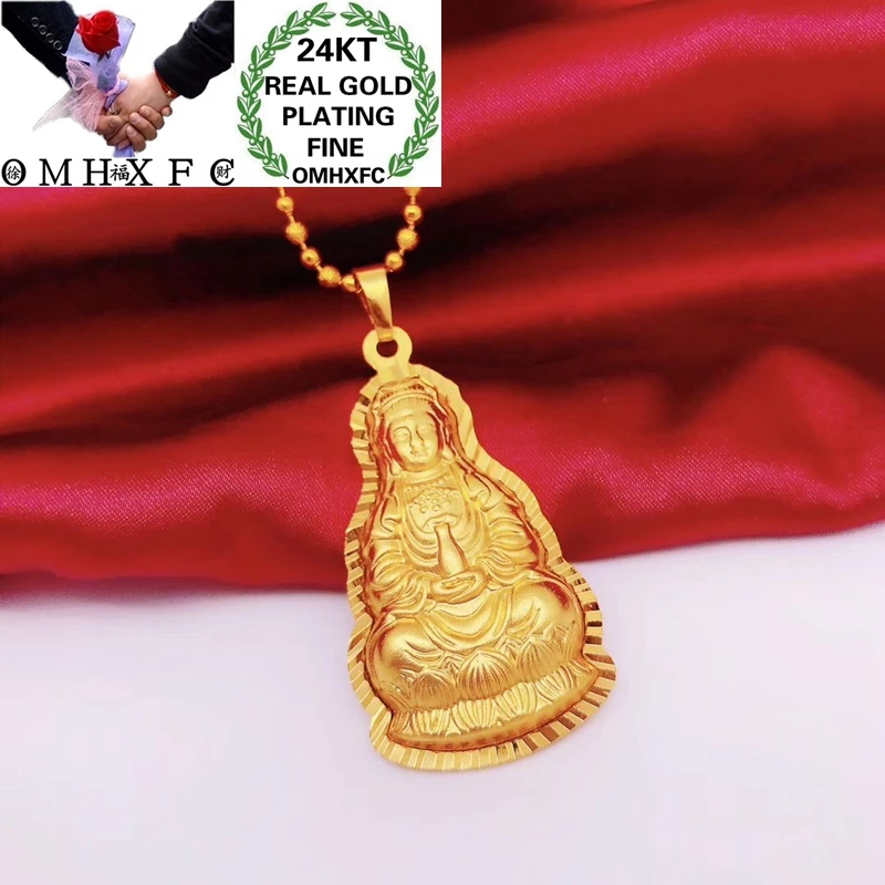 

OMHXFC Jewelry Wholesale YM381 European Fashion Hot Woman Man Party Birthday Wedding Gift Buddha GUANYIN 24KT Gold Pendant Charm