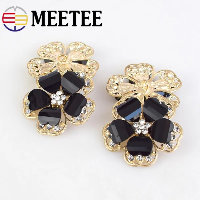 MEETEE 5pcs 38mm Top-grade Rhinestone Flower Shape Metal Buttons for Coat Women's Clothes Shank Button Accessories ZK1013 | Дом и сад