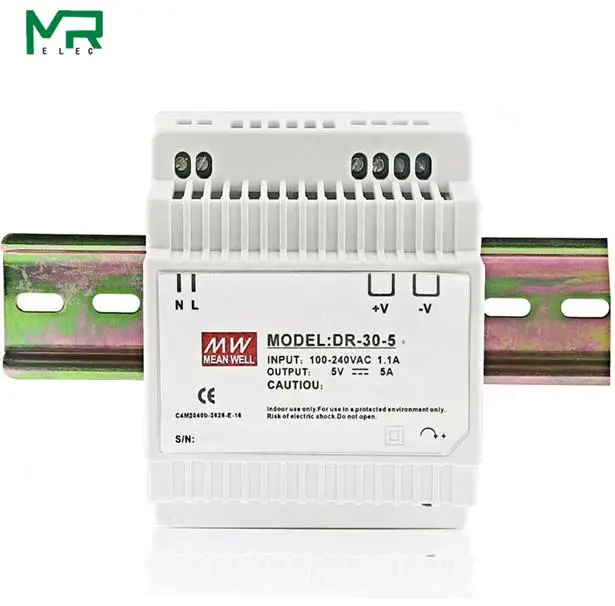 DR-30-5 100~ 240V AC рейка 30W импульсный источник питания 5V 5A Промышленный DIN импульсный источник питания DR-30-5 DR-12 DR-30-15 - Цвет: DR-30-5