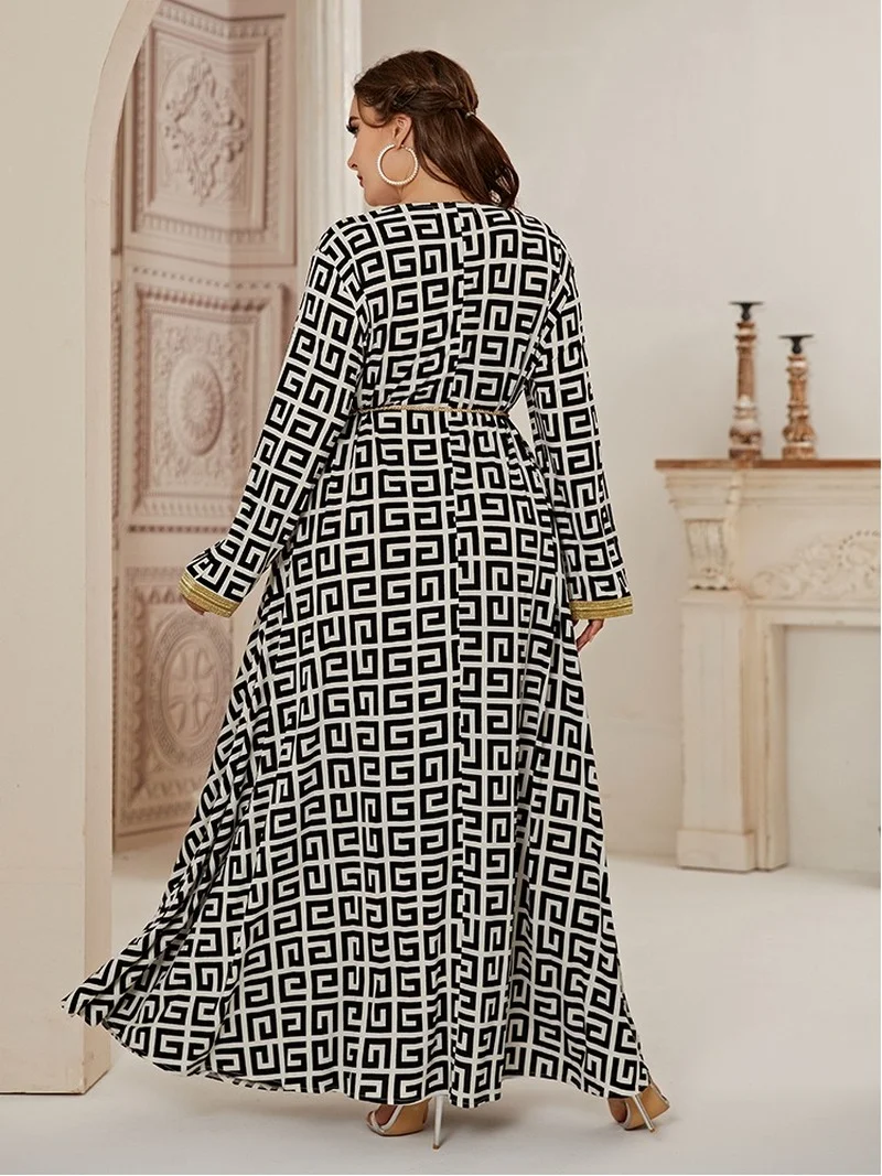 Moroccan Kaftan Muslim Dubai Abaya Turkey Long Dresses Large Plus Size Fashion Elegant Stitching Ramadan Maxi Dress Sashes | Тематическая