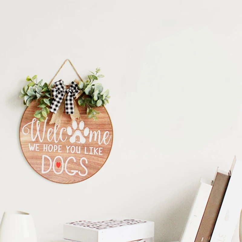 Welcome Bow Letter of Front Door Sign on Wooden House Decoration Pendant Special Days Reminder Board Home Hanging Decor | Дом и сад
