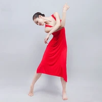 long split solid color dance vest dress classical dance latin dance