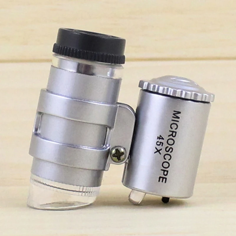 Горячая Распродажа 45X Карманный микроскоп с светодиодный лампой Ювелир Лупа
