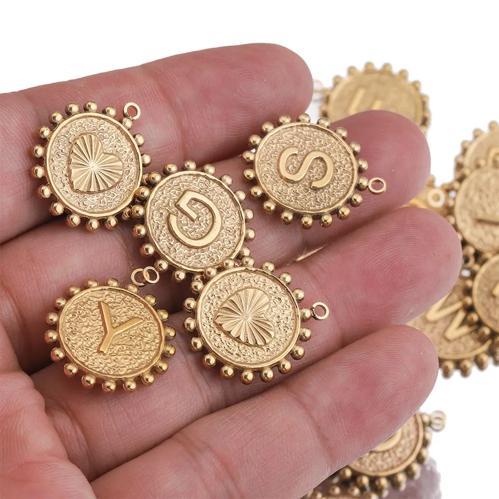 

5pcs/lot Gold Stainless Steel Letter Alphabet Charms Designer Charm for Diy Bracelet Jewelry Making In Bulk Supplies Wholesale