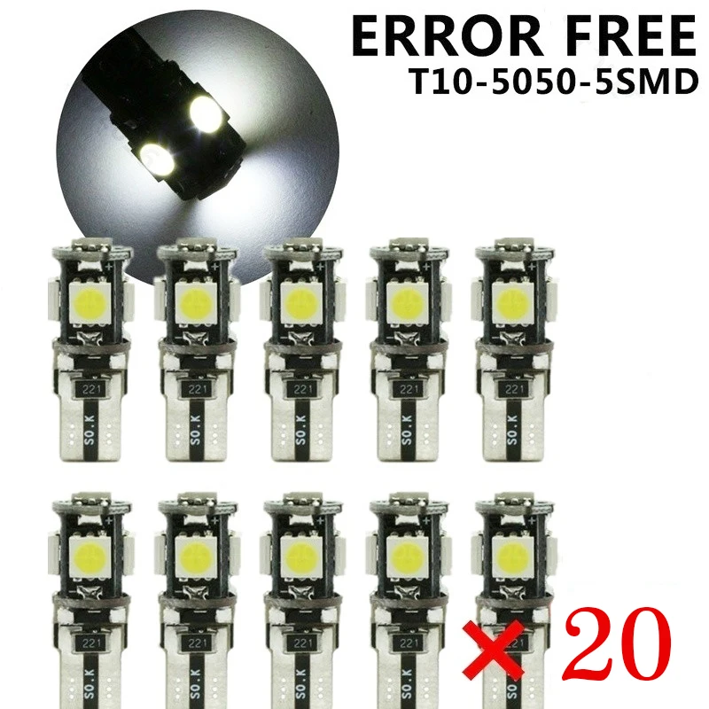 10/20 шт. светодиодный светильник 12 В для чтения интерьера клиновидная боковая