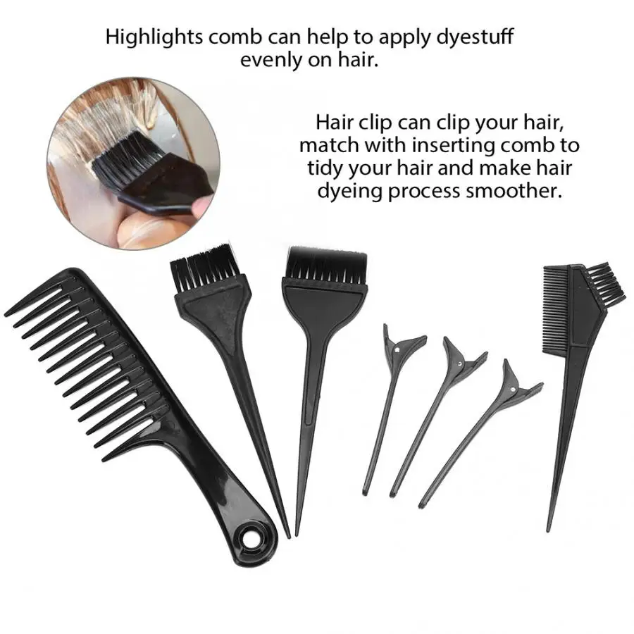 8pcs Hair Dyeing Tool Coloring Kit Salon Brush Comb Bowl Sectioning Clips Set Black Hairdressing 4 | Красота и здоровье
