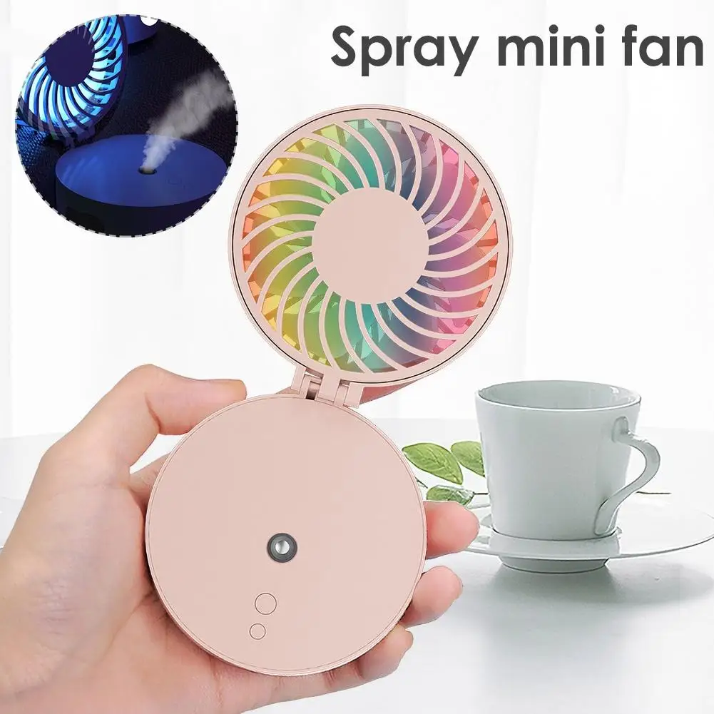 

Portable Mini Handheld Folding LED USB Rechargeable Humidifier Air Cooling Fan Small Desk Fans handheld Air Cooler for Room
