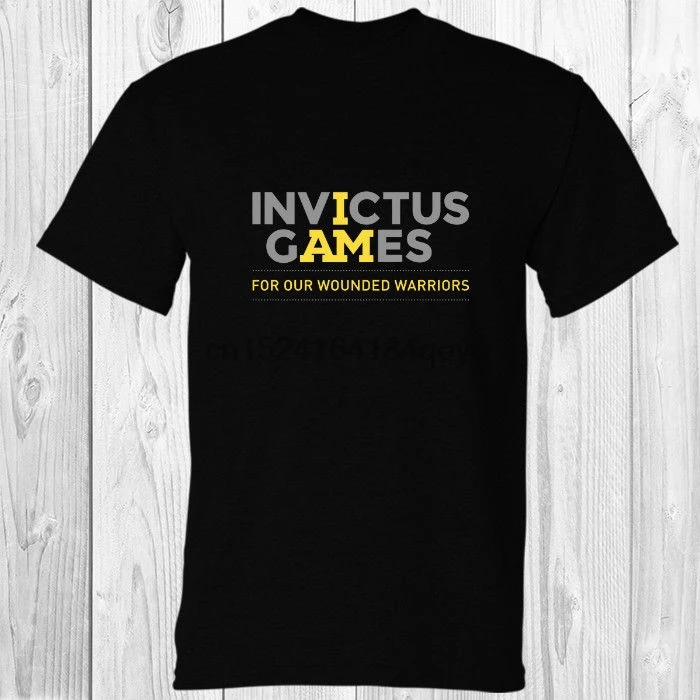 Спортивный логотип Invictus Games черная футболка S-3Xl | Мужская одежда