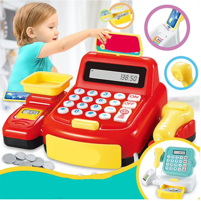 

Pretend Play Kids Pretend Toys Simulation Cash Register Shopping Cashier Role Play Game Set Mini Scanner Cashier Role Play Toy