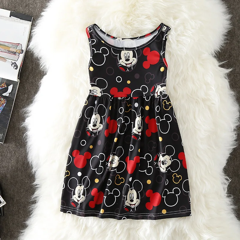 Summer Girls Dresses Mouse Unicorn Flower Print Cotton Clothes for Birthday Party Princess Baby | Детская одежда и обувь