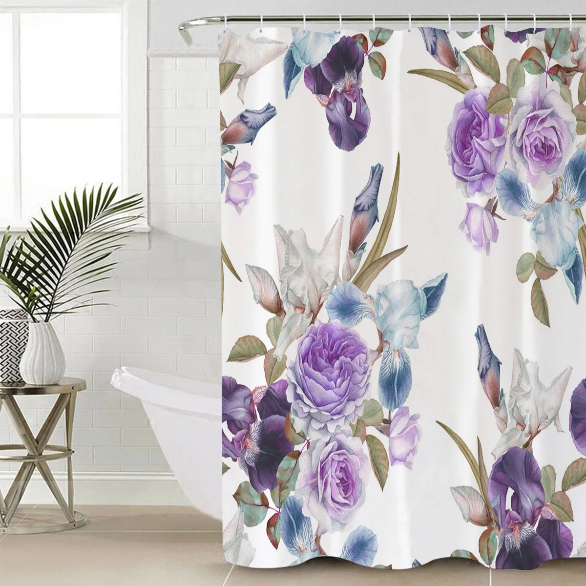 Ирис цветок фиолетовый синий букет занавеска для душа Водонепроницаемый