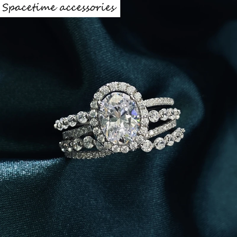 

Earring925 Sterling Silver Sparking Oval High Carbon Diamond Wedding Rings For Women Engagement Party Fine Jewelry Wholesale