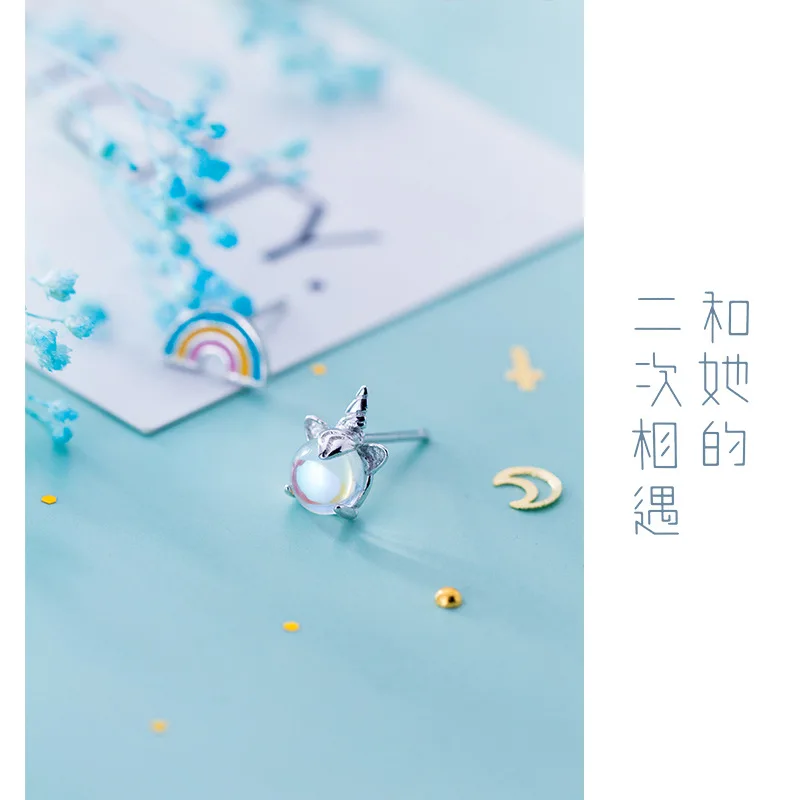 Женские асимметричные серьги гвоздики Trustdavis однотонные из 100% настоящего серебра