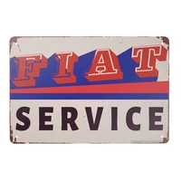 vintage tin sign fiat service sign metal sign for plaque poster cafe home bar coffee wall art gift 11 8 x 7 8 inch