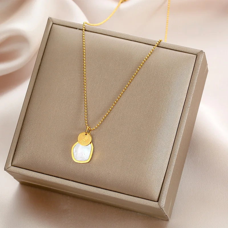 Titanium Stainless Steel Pendant Necklace Letter for Women Men Goth Round Ball Choker Gold color Chains Vintage Jewelry Gift | Украшения и