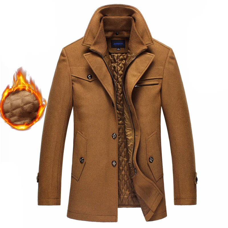 

New Winter Wool Coat Slim Fit Jackets Mens Casual Warm Outerwear Jacket and coat Men Pea Coat Size M-5XL DROP SHIPPING