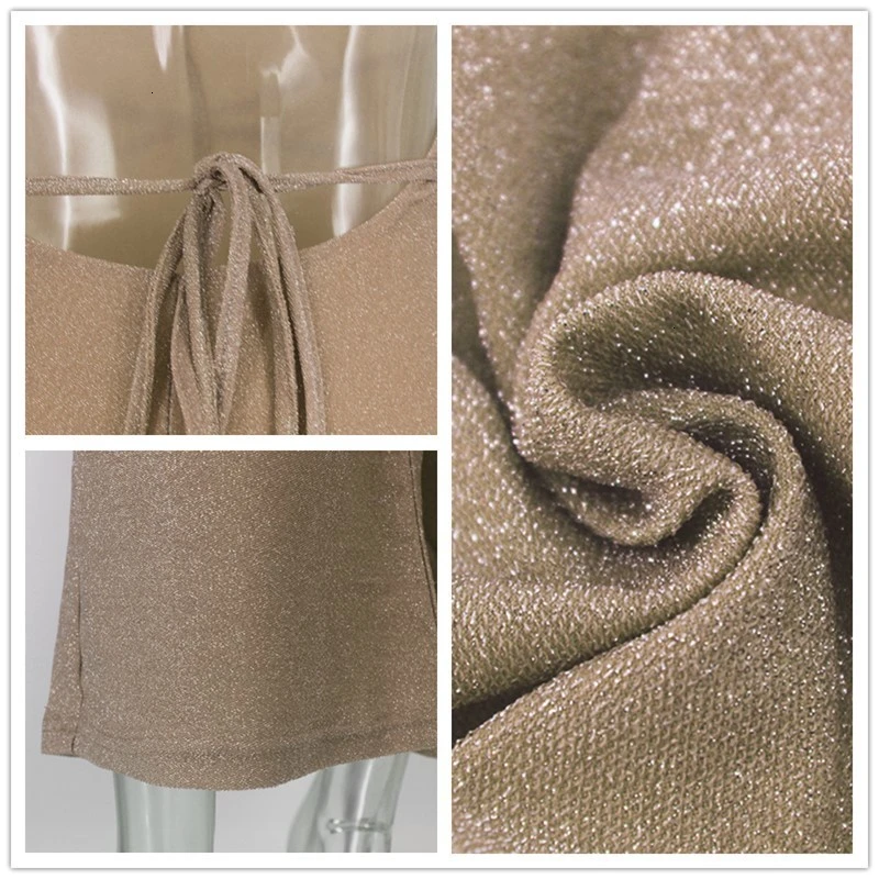 Женский Блестящий Комбинезон на бретельках Fuedage комбинезон с открытой спиной