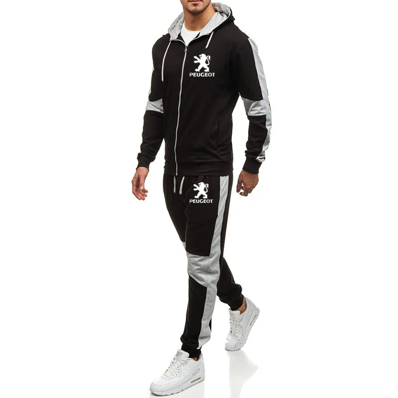 Hoodies Men for Peugeot Car Logo Printed Fashion Casual Harajuku Hooded Fleece Warm zipper Jacket Sweatshirt Sweatpants Suit 2pE |