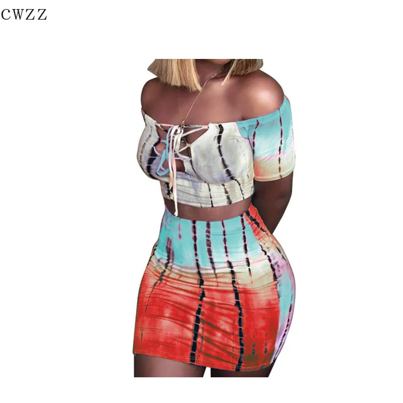 Для женщин Два комплект одежды из 2 предметов с открытыми плечами укороченный топ