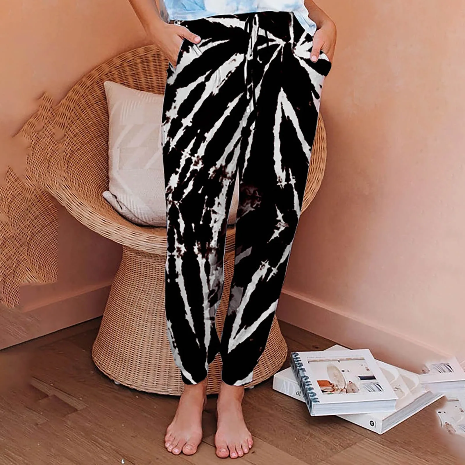 

Home Suit Fashion Women's Casual Sports Tie-dye Pants Home Pants Korean Tracksuit Long Pants High Quality Pantalones De Mujer