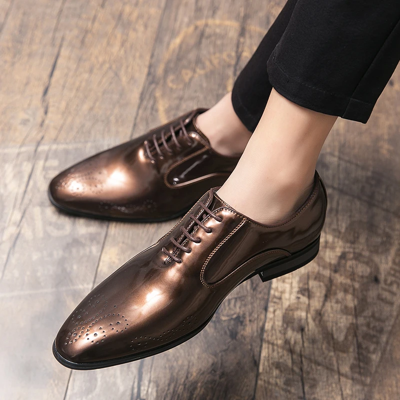 

Luxury Business Oxfords Leather Shoes Men Breathable Rubber Formal Dress Shoes Male Office Wedding Shoes Pointed Toe Footwear