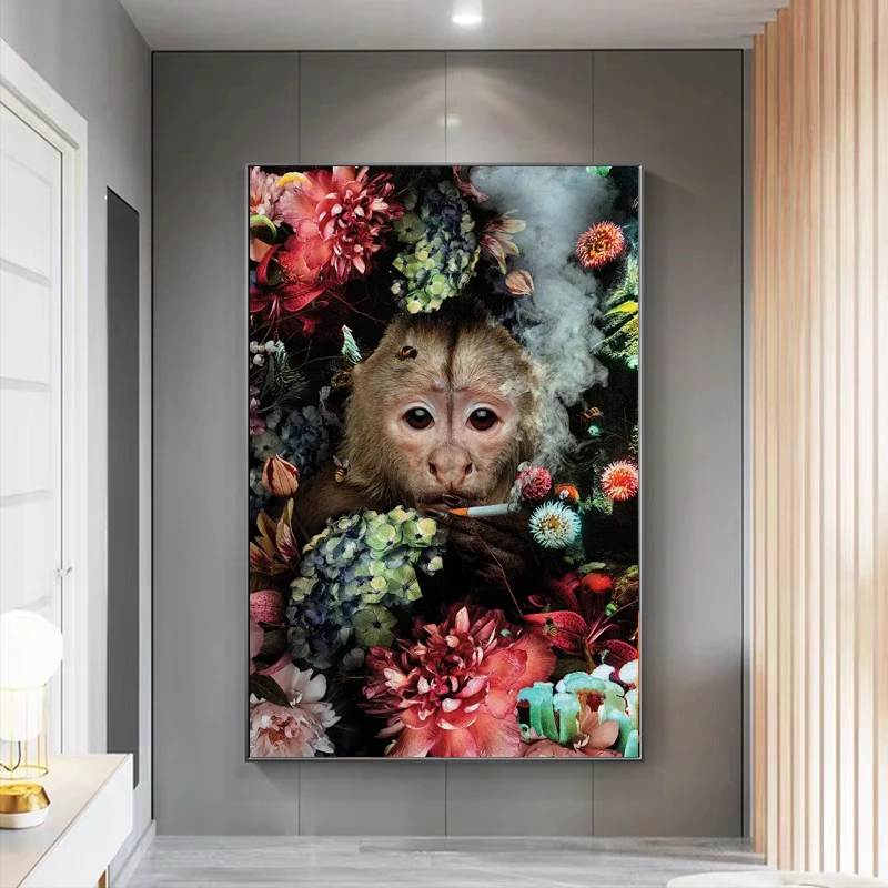 

Colorful Gorilla Wall Art Canvas Painting Cuadros Monkey Animal Posters and Prints Wall Art Picture for Living Room Home Decor