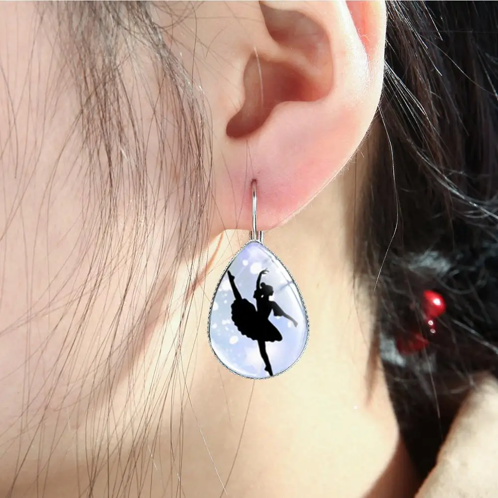 Азиатских 2019 очаровательные балетки серьги для танцовщиц силуэт балерины с