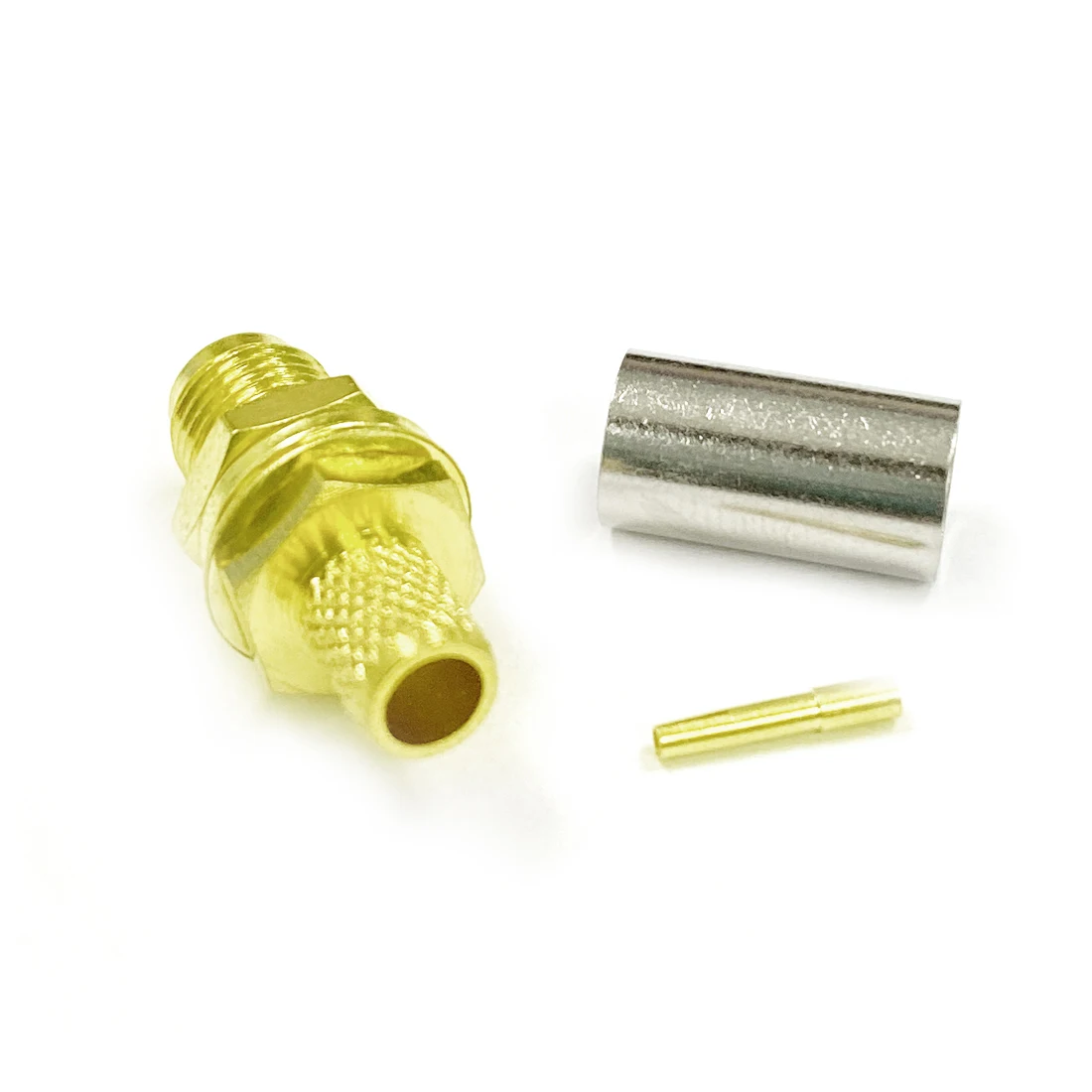 Гнездовой разъем SMA RF с обжимом гайки для кабеля RG58 LMR195 прямой позолоченный