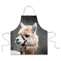 adjustable kitchen apron llama 3d print woman men chef cooking accessories aprons for women funny retro sleeveless apron for bbq
