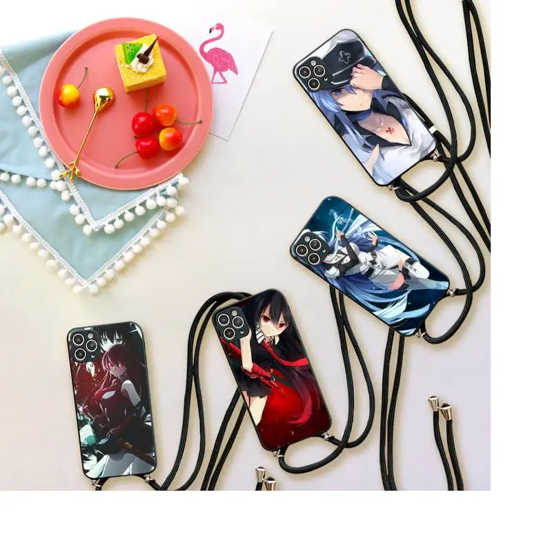 

Akame Ga Kill Anime Girl Phone Case For iPhone 7 8 11 12 X XS XR MINI Pro Max Plus Strap Cord Chain Lanyard soft