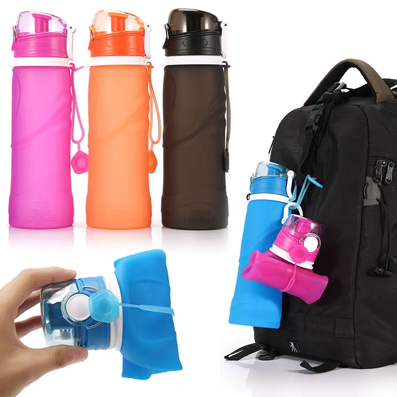 

750ml High Quality Eco-friendly Foldable Leakproof Silicone Water Bottle for Outdoor Sports Camping Hiking Bicycle XR-Ho