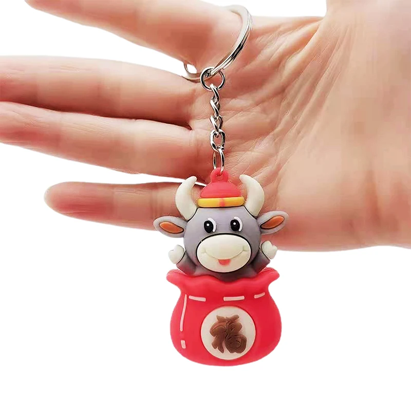 

1Pcs Creative The Year Of The Ox Doll Keychain Car Key Chain Bag Pendant Keyring Key New Year Best Best Gift Doll Fashion Hot