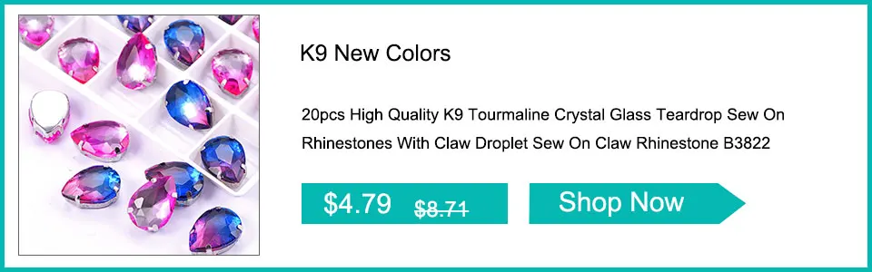 20 шт. высокое качество K9 стекло каплевидные пришивные стразы с коготь турмалин кристалл Пришивные коготь камни капелька B3600
