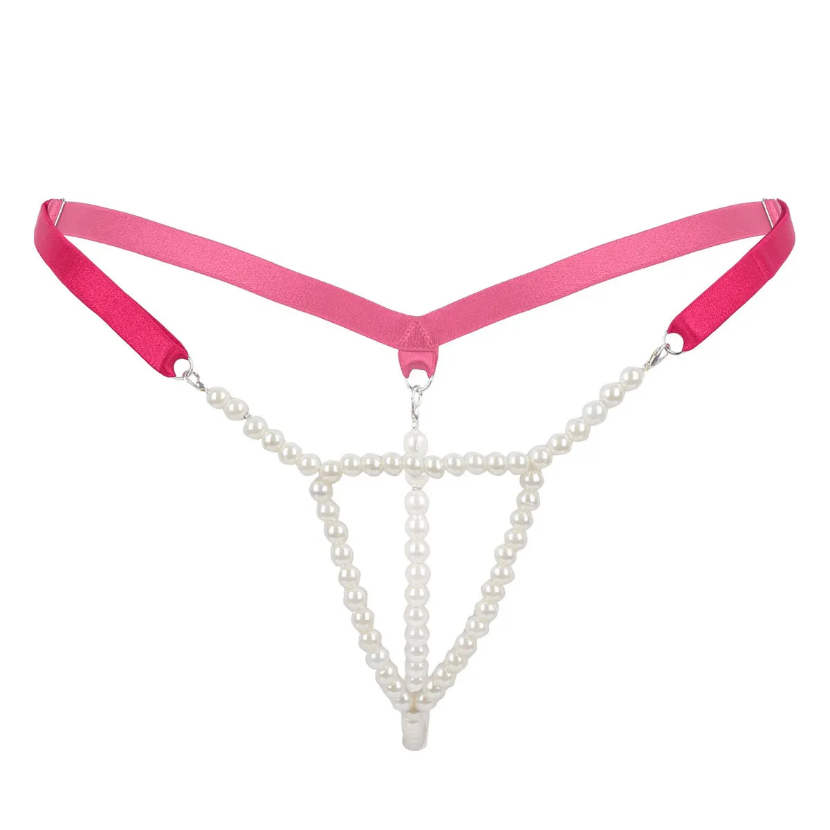 TiaoBug Women Sexy Panties Tanga Open Crotch Mini Lingerie Stretchy Low Rise Pearl G-String Thongs Crotchless Erotic Underwear |