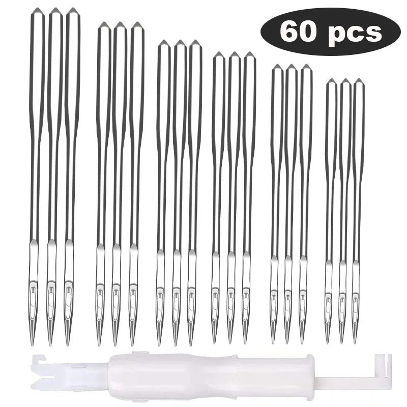 Nonvor 60 Count Sewing Machine Needles - 6 Sizes Sewing Machine Needles with Needle Threader, Universal Point for Singer