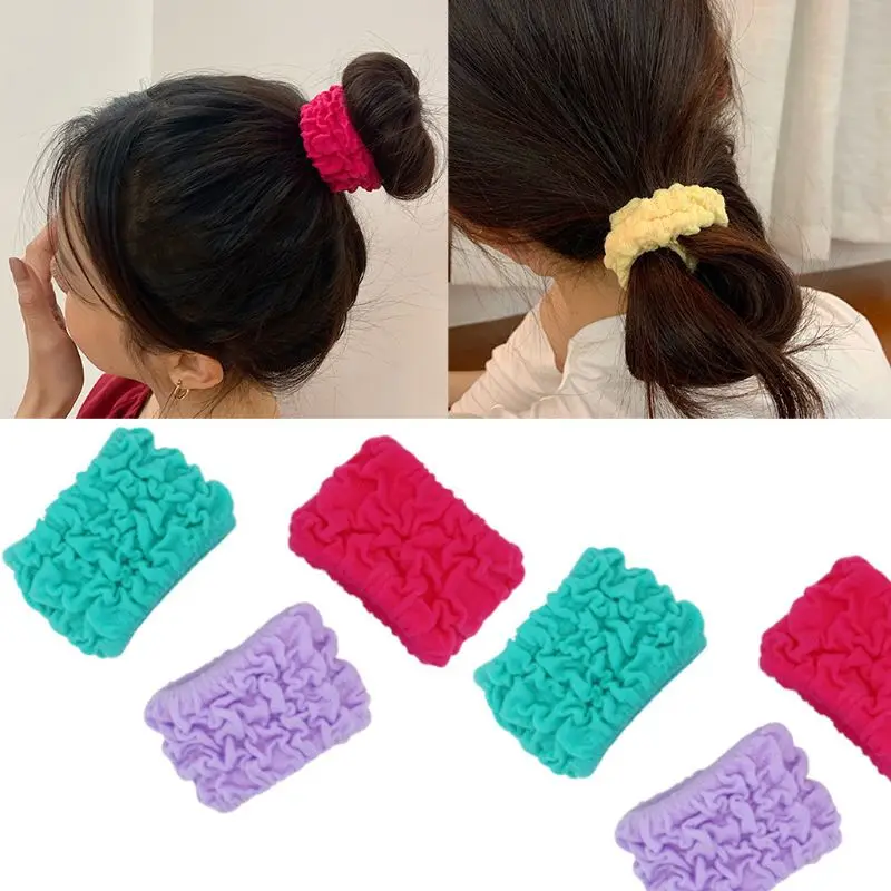 

3Pcs Scrunhies Elastic Hair Bands Candy Color Bubble Wrinkled Ponytail Holder X5XA