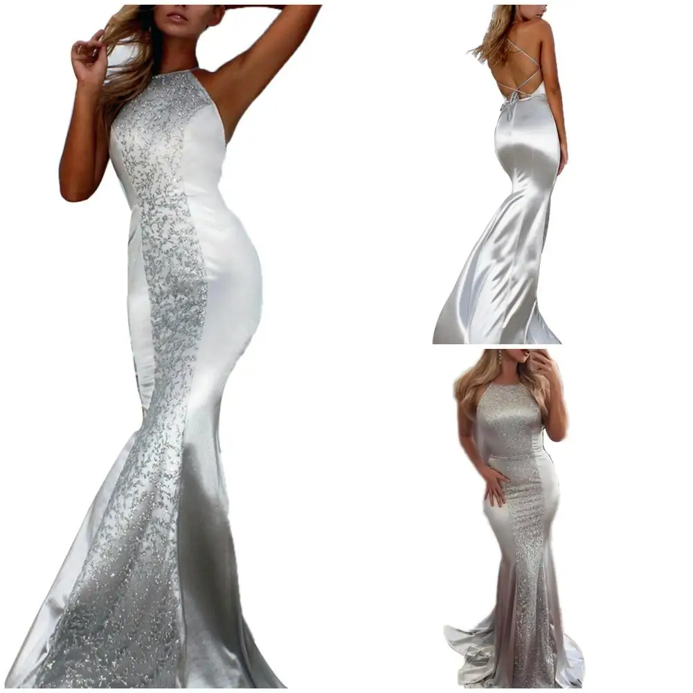 Европа и Америка Висячие шеи росы рюкзак бедра платье Сексуальные Вечерние