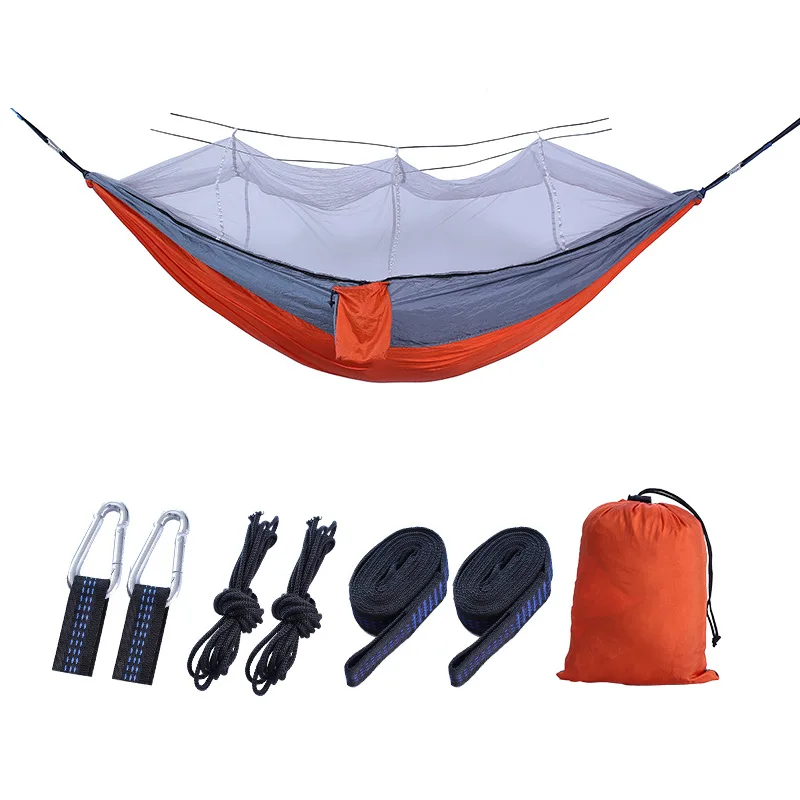 

New Outdoor 260x140cm Mosquito Net Hammock 210T Nylon Portable Parachute Cloth Camping Hanging Sleeping Bed High Quality