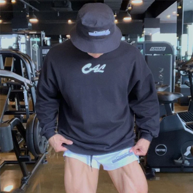 

Loose round neck sweater sports running training clothes ins tide brand casual bottoming shirt men's fitness long sleeves