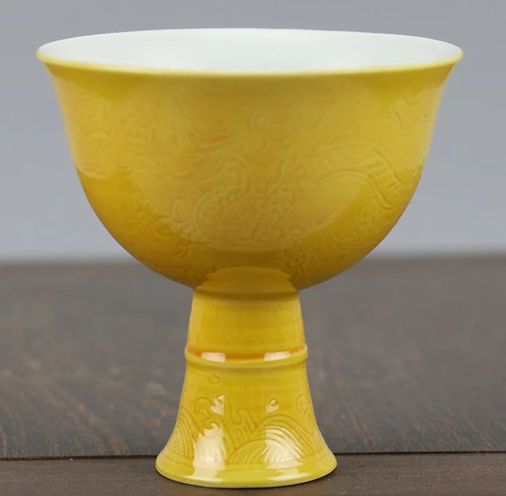 8 см Китайская керамика желтый фарфоровые зодиака Rui дракон высокое средства