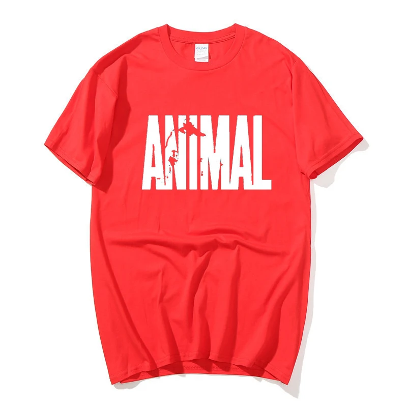 

2021 printed letter animal interesting letter T-shirt spring and summer cotton short-sleeved round neck men's T-shirt new