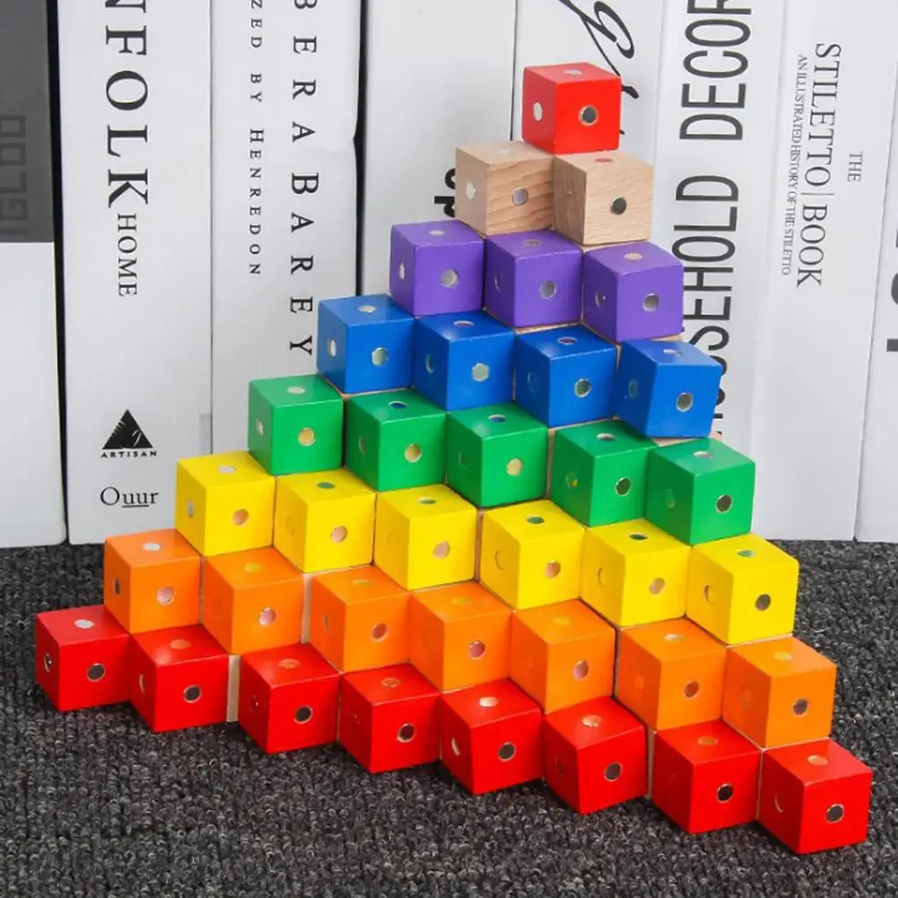 

10Pcs Wooden Magenetic Cubic Blocks Bricks DIY Building Educational Kids Toy math toys Intelligence Developmental Toys kid gift