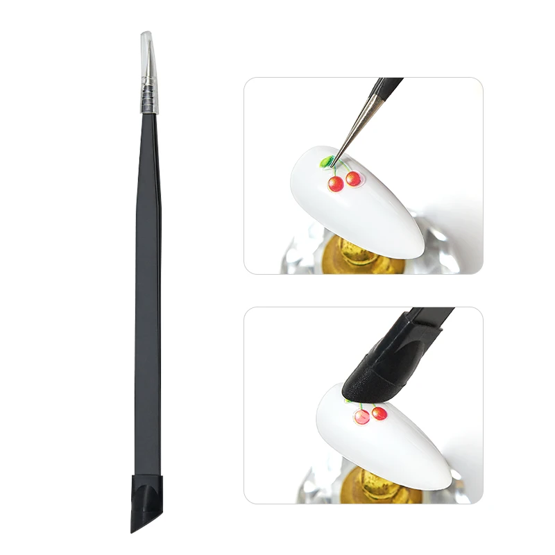 2 головки пинцет для прямых ногтей с силиконовой прессованной головкой 3D