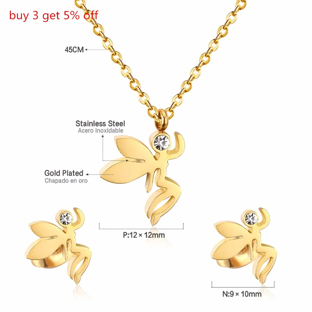 LUXUKISSKIDS Модные Ювелирные наборы из нержавеющей стали ожерелье серьги для женщин