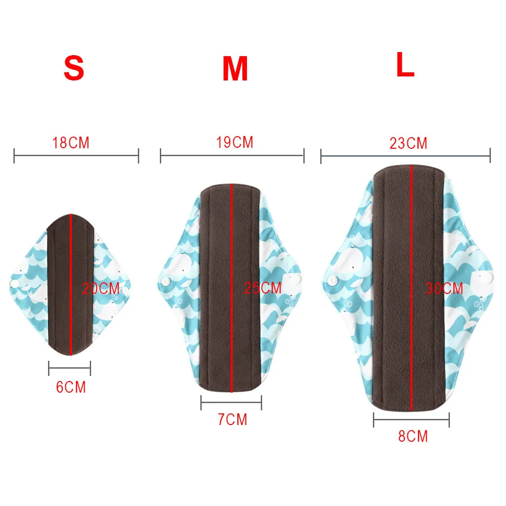 

5Pcs Women Menstrual Pads Reusable Sanitary Napkin Absorbent Reusable Charcoal Bamboo Menstrual Pads Washable Sanitary Towel