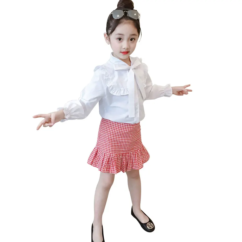 Комплект детской одежды для девочек костюм с длинными рукавами белая блузка