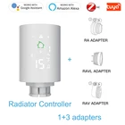 Контроллер термостата радиатора TUYA Zigbee с адаптерами RA RAV RAVL, умный клапан с датчиком температуры, Поддержка приложения alexa control