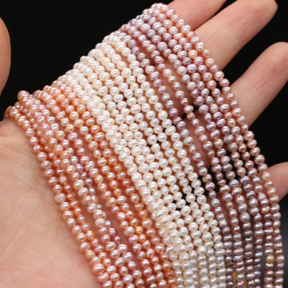 3-3.5mm Top Quality naturalne perły słodkowodne koraliki małe okrągłe luźne perły koralik do tworzenia biżuterii naszyjnik akcesoria do bransoletki