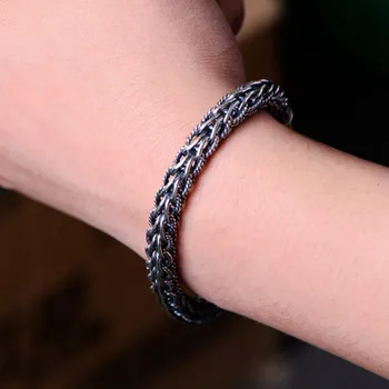 925 Sterling Silver Exquisite Weave Pattern - Retro Man Bracelet 5