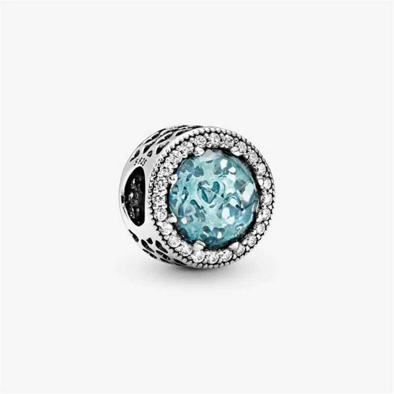 

Genuine 925 Sterling Silver Shining Glacier Blue Charm Fit Original 3mm Bracelet Making Fashion DIY Jewelry For Women